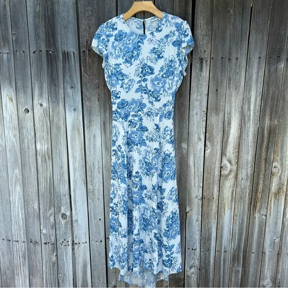 Reformation Gavin Midi Dress Olympia Floral Blue White 12 - Picture 16 of 16